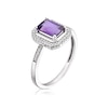 Thumbnail Image 2 of 9ct White Gold Amethyst Radiant Cut Halo Ring