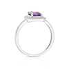 Thumbnail Image 3 of 9ct White Gold Amethyst Radiant Cut Halo Ring