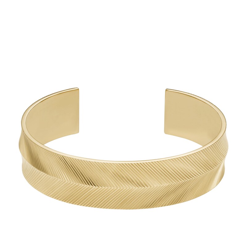 Fossil Harlow Ladies' Gold Tone Patterned Cuff Bangle