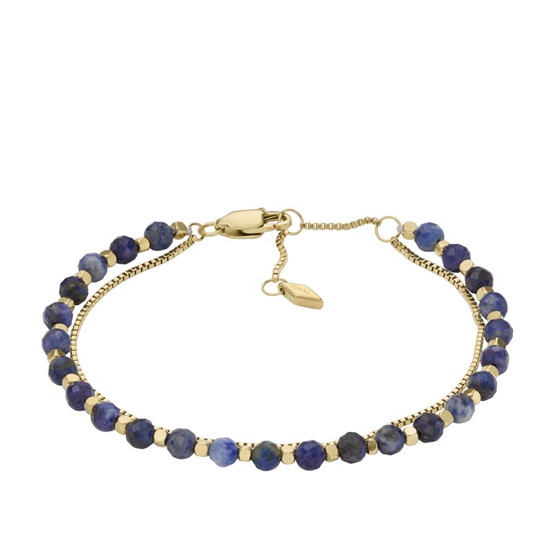Main Image 1 of Fossil Ladies' Gold Tone Double Chain Blue Stone Set Bracelet