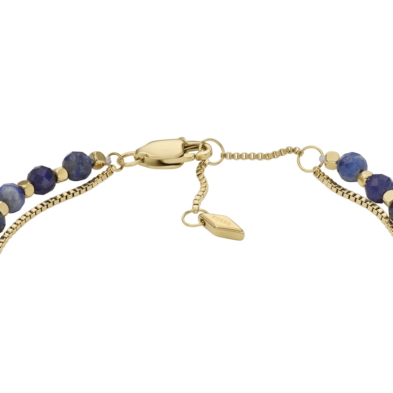 Main Image 3 of Fossil Ladies' Gold Tone Double Chain Blue Stone Set Bracelet