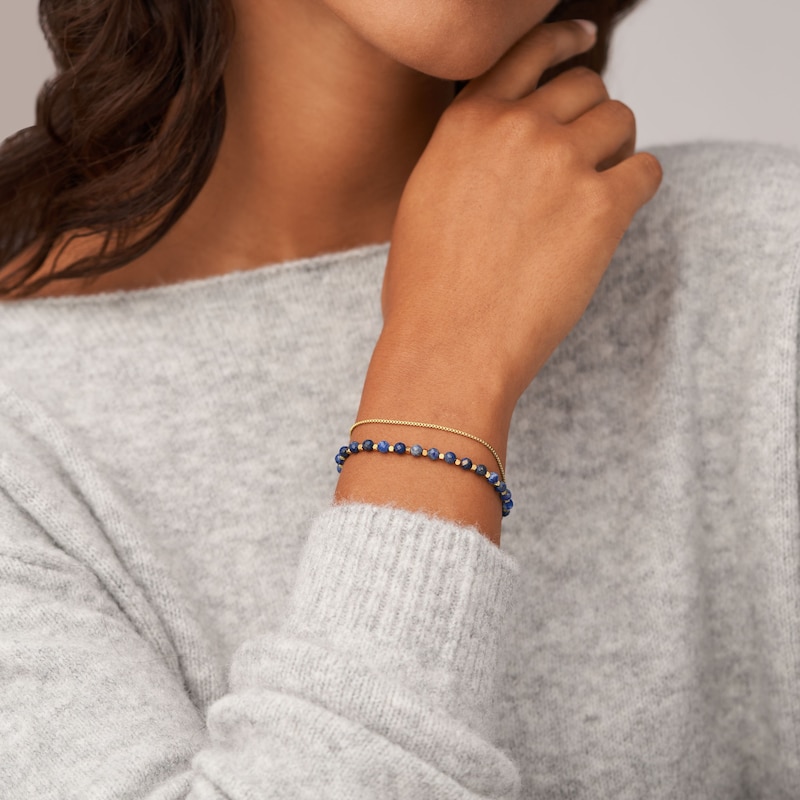 Main Image 4 of Fossil Ladies' Gold Tone Double Chain Blue Stone Set Bracelet