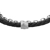 Thumbnail Image 2 of Fossil Men's Double Chain Black Plaited Leather & Stainless Steel Chain Bracelet