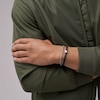 Thumbnail Image 4 of Fossil Men's Double Chain Black Plaited Leather & Stainless Steel Chain Bracelet