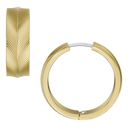 Fossil Harlow Ladies' Gold Tone Patterned Hoop Earrings