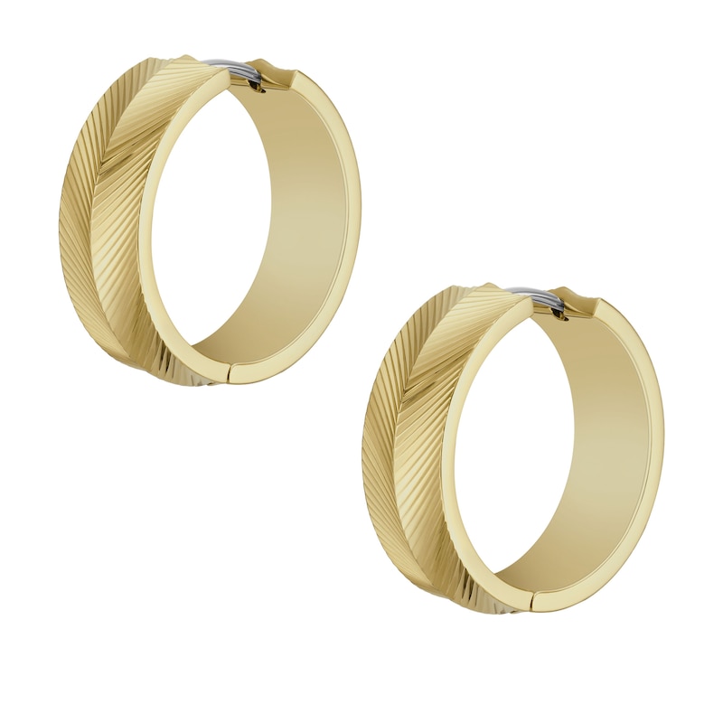 Main Image 2 of Fossil Harlow Ladies' Gold Tone Patterned Hoop Earrings
