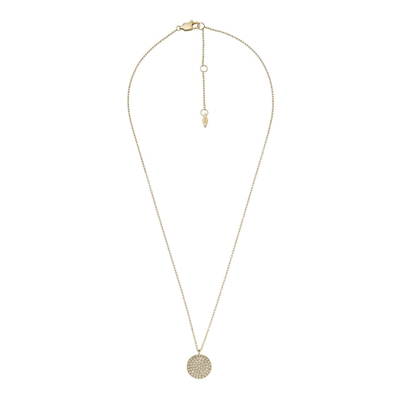 Fossil Sadie Womens Gold Tone Stone Set Coin Pendant Necklace