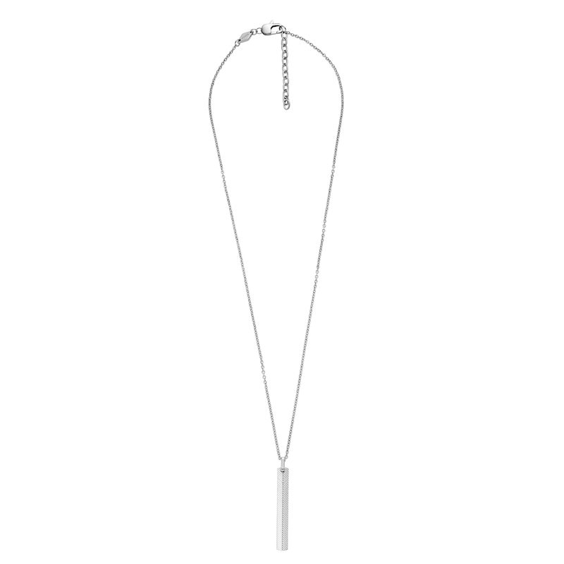 Fossil Harlow Men's Stainless Steel Long Drop Pendant Necklace | H.Samuel
