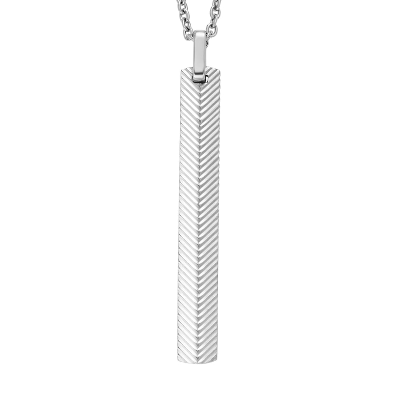 Fossil Harlow Men's Stainless Steel Long Drop Pendant Necklace
