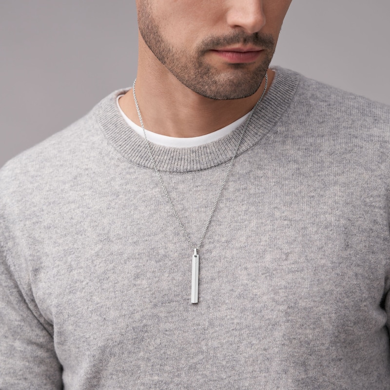 Main Image 4 of Fossil Harlow Men's Stainless Steel Long Drop Pendant Necklace