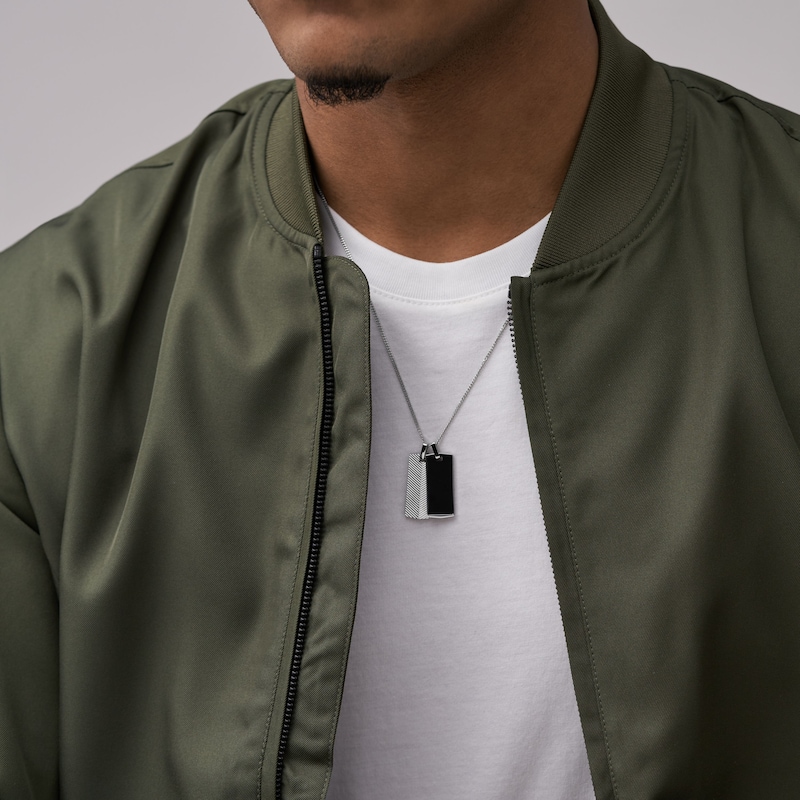 Main Image 4 of Fossil Harlow Men's Stainless Steel Double Dog Tag Necklace