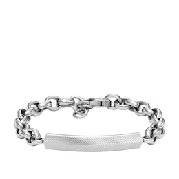 Fossil Harlow Men's Stainless Steel Paper link ID Chain Bracelet