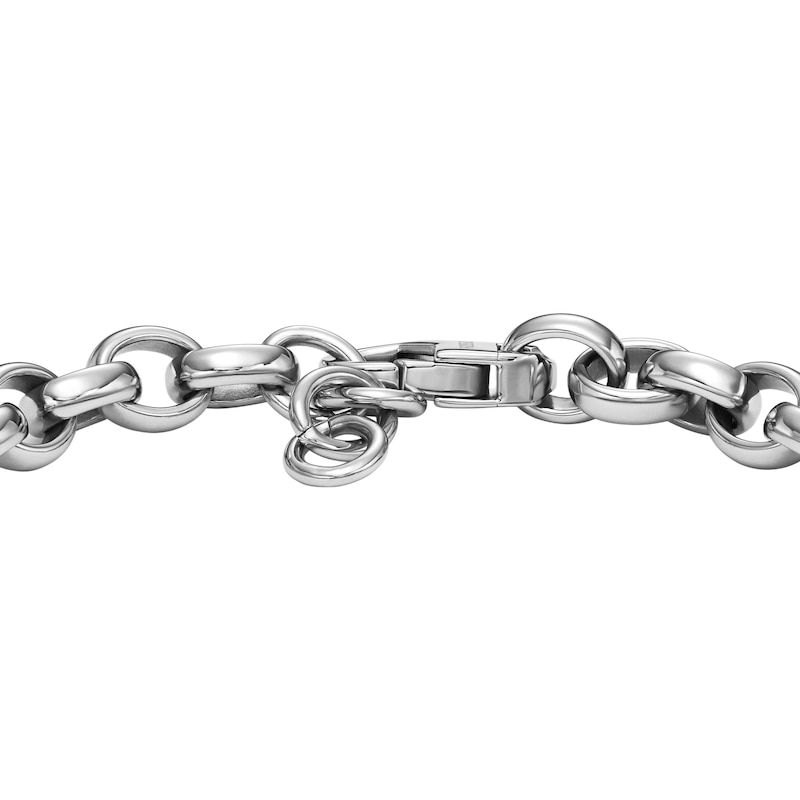 Main Image 3 of Fossil Harlow Men's Stainless Steel Paper link ID Chain Bracelet
