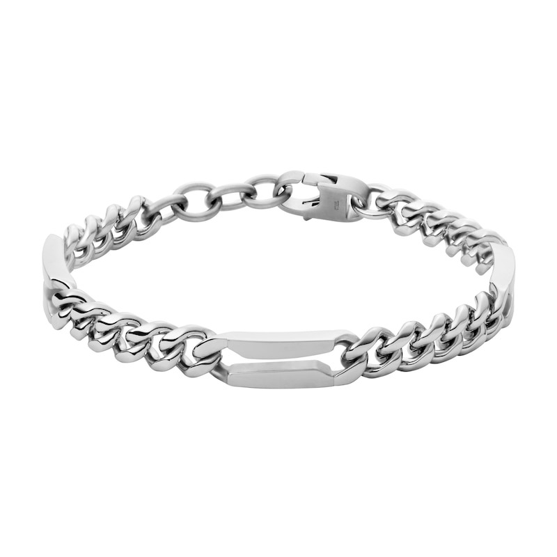 Fossil Vintage Men's Stainless Steel Curb Chain Bracelet