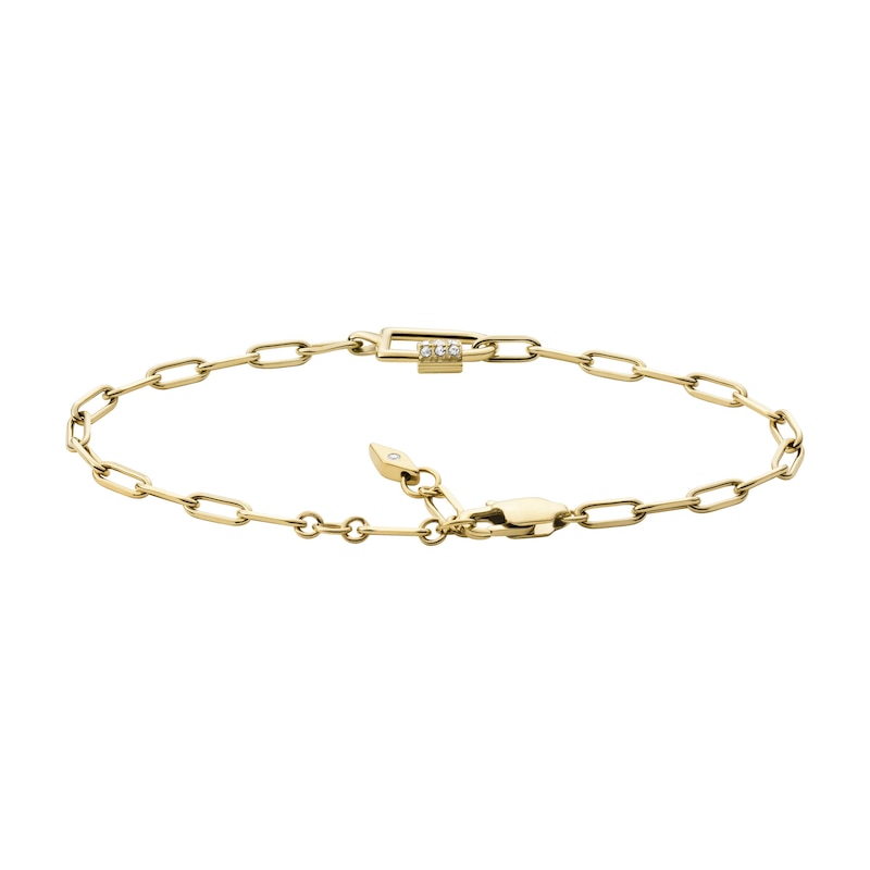 Fossil Corra Ladies' Gold Tone Paper link Chain Bracelet