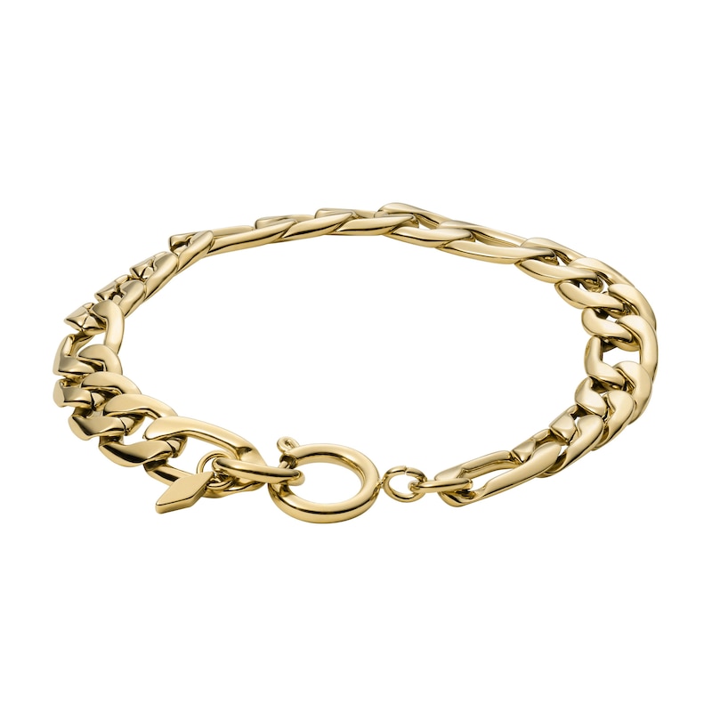 Fossil Rowan Ladies' Chunky Curb Chain Gold Tone Bracelet