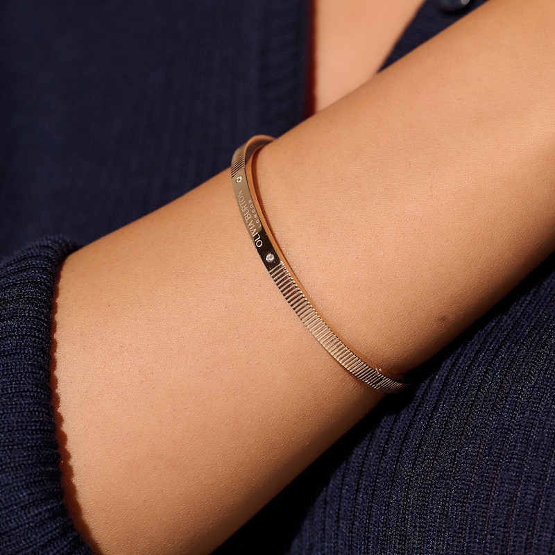 Main Image 3 of Olivia Burton Classic Linear Ladies' Hinged Carnation Gold Tone Bangle