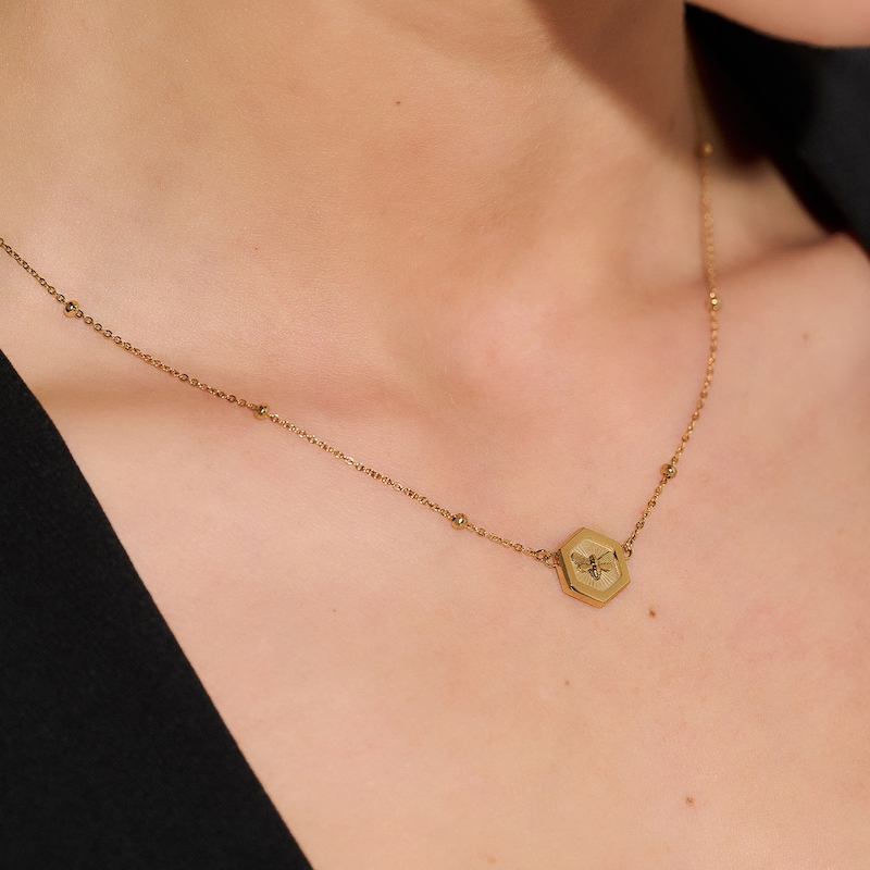 Main Image 3 of Olivia Burton Minima Bee & Honeycomb Ladies' Gold Tone Butterfly Pendant Necklace