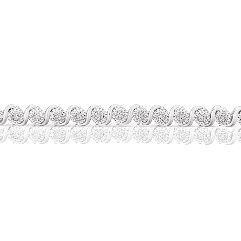 Sterling Silver 0.10ct Diamond Illusion Tennis Bracelet