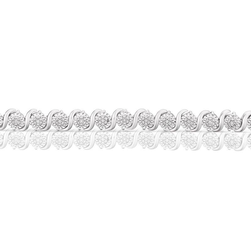 Main Image 2 of Sterling Silver 0.10ct Diamond Illusion Tennis Bracelet