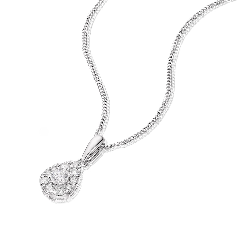 Main Image 2 of The Forever Diamond 9ct White Gold 0.20ct Diamond Pear Shape Cluster Pendant