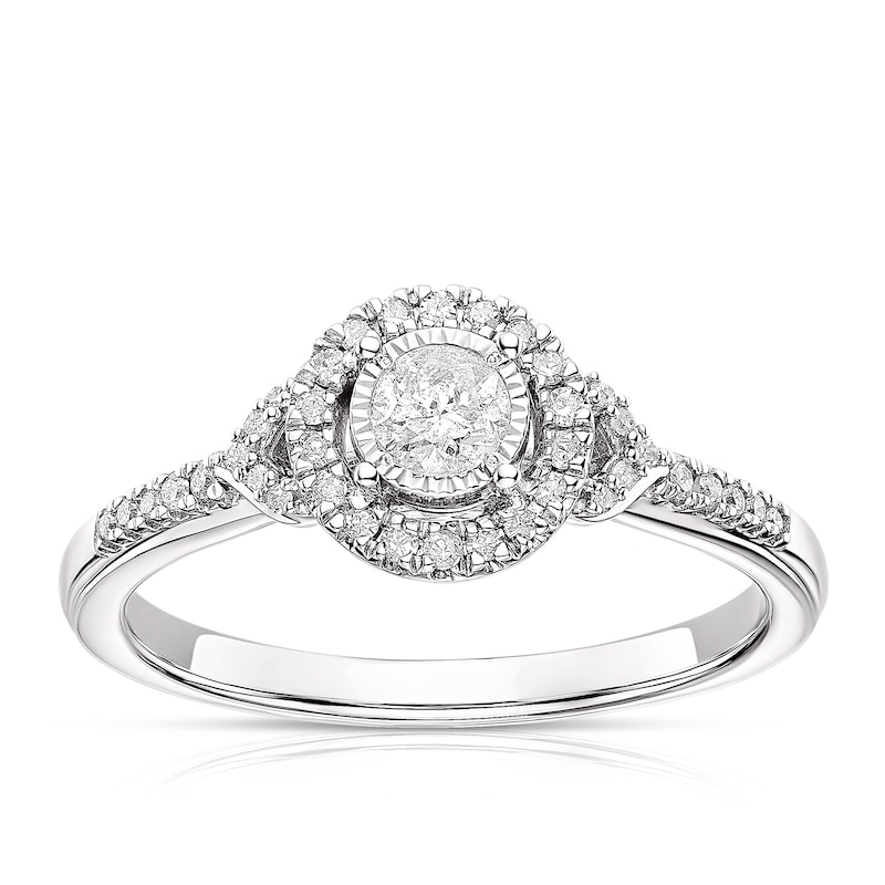 Main Image 1 of 9ct White Gold 0.25ct Diamond Illusion Set Halo Ring
