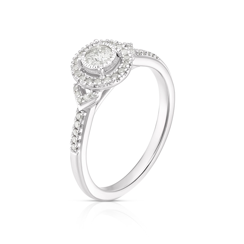 Main Image 2 of 9ct White Gold 0.25ct Diamond Illusion Set Halo Ring