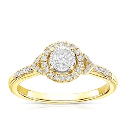 9ct Yellow Gold 0.25ct Diamond Illusion Set Halo Ring