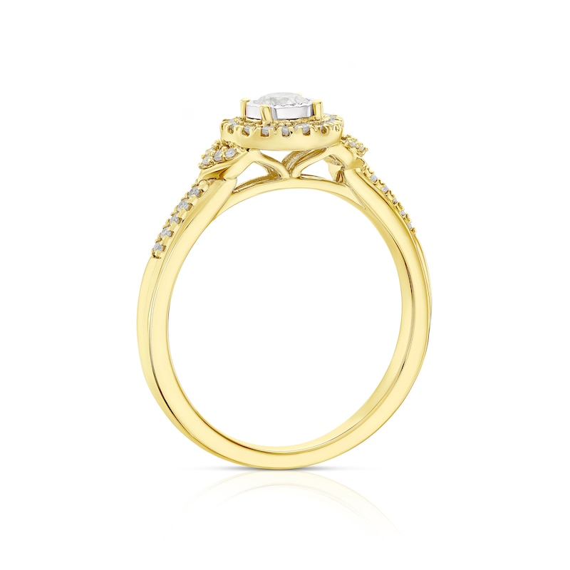 9ct Yellow Gold Solitaire Round Halo 0.25ct Diamond Ring