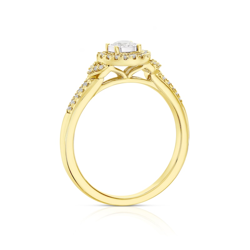 Main Image 3 of 9ct Yellow Gold 0.25ct Diamond Illusion Set Halo Ring
