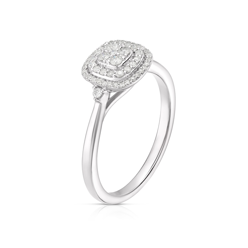 Main Image 2 of 9ct White Gold 0.20ct Diamond Double Cushion Cluster Ring