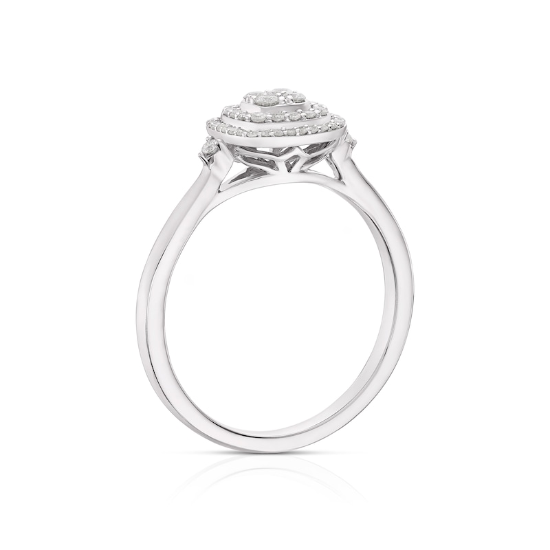 Main Image 3 of 9ct White Gold 0.20ct Diamond Double Cushion Cluster Ring