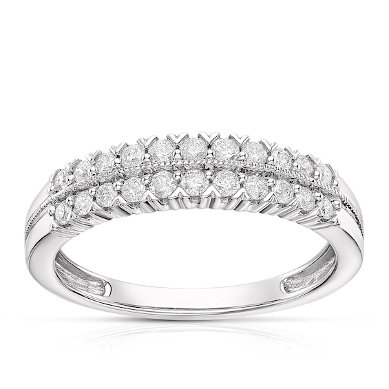 9ct White Gold Double Row 0.33ct Diamond Eternity Ring