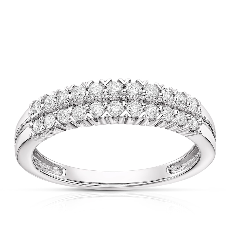Main Image 1 of 9ct White Gold Double Row 0.33ct Diamond Eternity Ring
