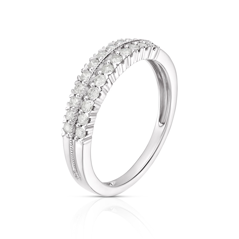 Main Image 2 of 9ct White Gold Double Row 0.33ct Diamond Eternity Ring