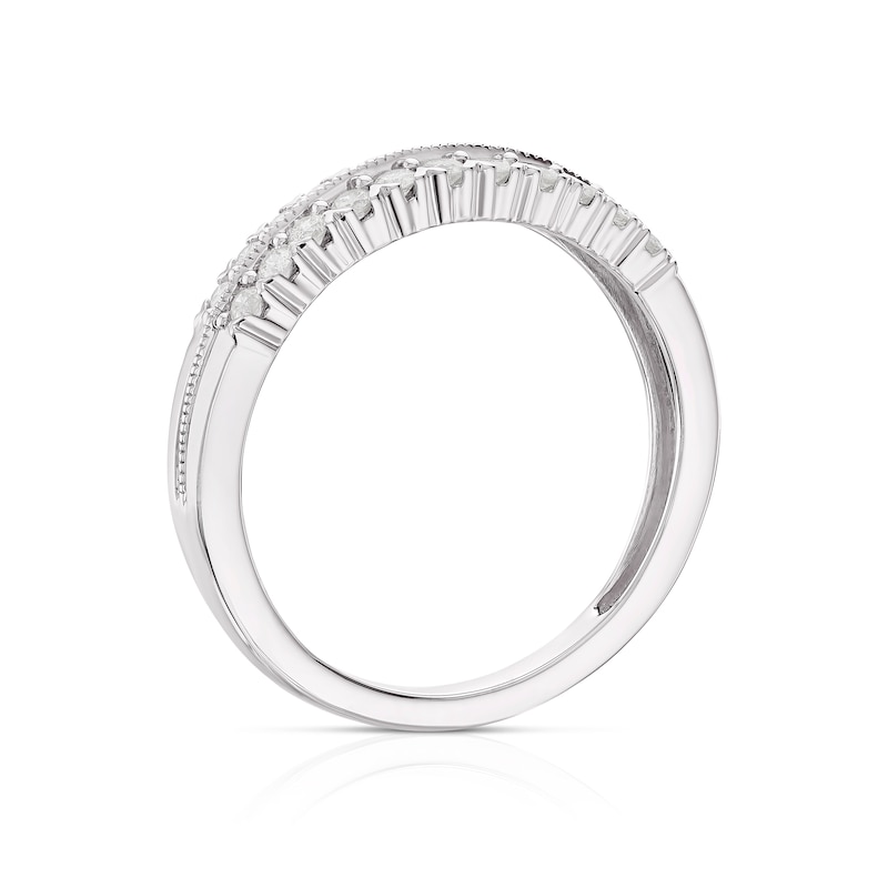 Main Image 3 of 9ct White Gold Double Row 0.33ct Diamond Eternity Ring