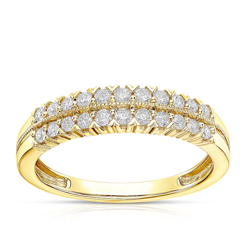 Main Image 1 of 9ct Yellow Gold Double Row 0.33ct Diamond Eternity Ring