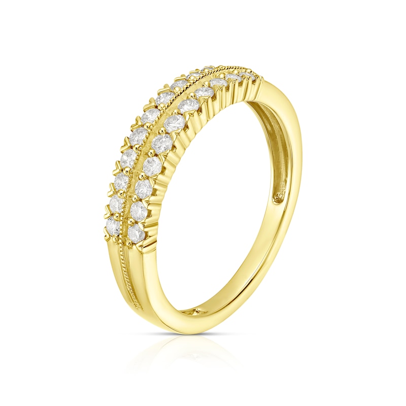 Main Image 2 of 9ct Yellow Gold Double Row 0.33ct Diamond Eternity Ring