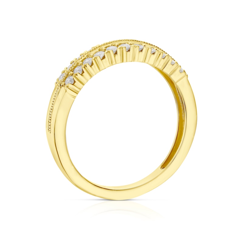 Main Image 3 of 9ct Yellow Gold Double Row 0.33ct Diamond Eternity Ring