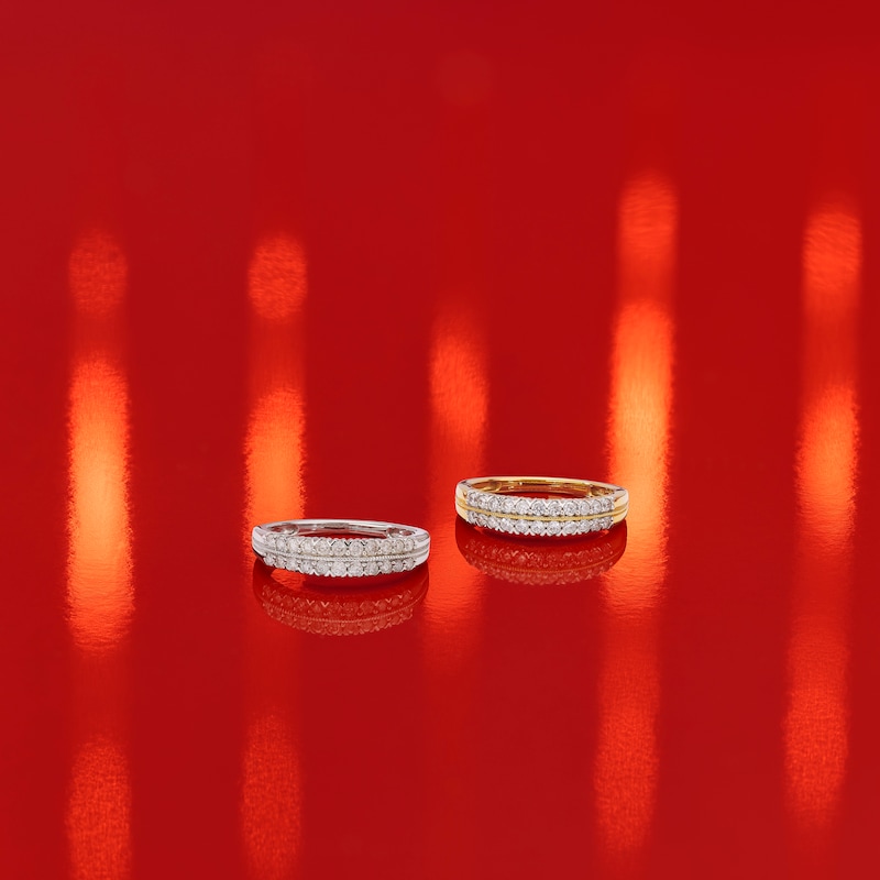 Main Image 4 of 9ct Yellow Gold Double Row 0.33ct Diamond Eternity Ring