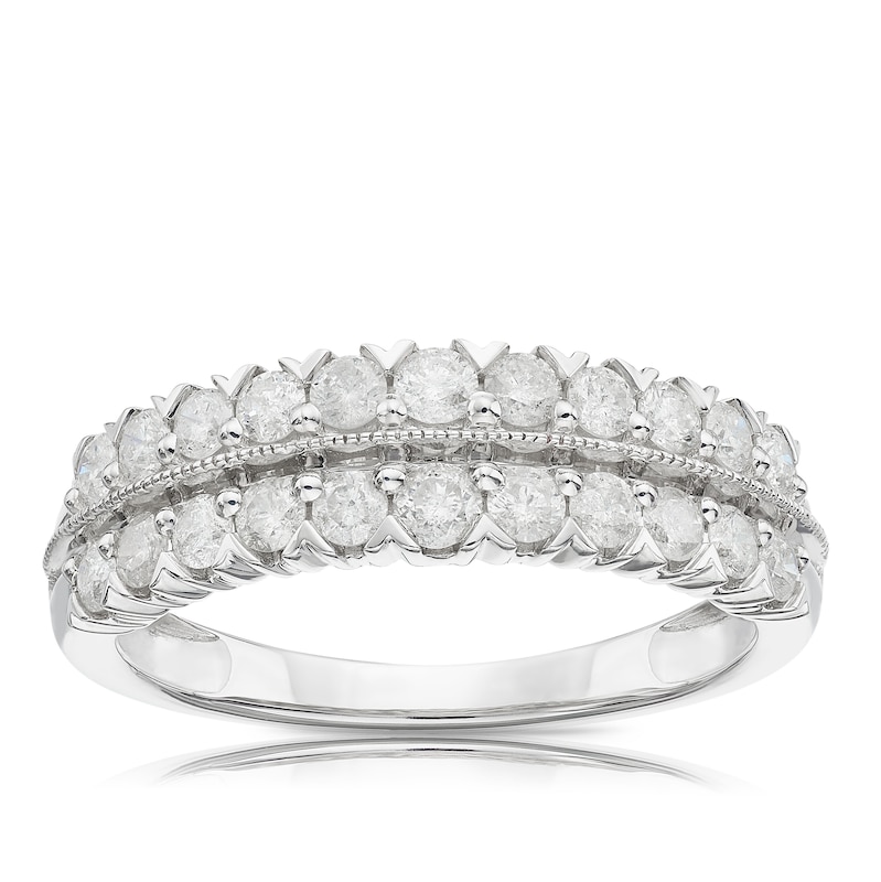 Main Image 1 of 9ct White Gold Double Row 0.66ct Diamond Eternity Ring