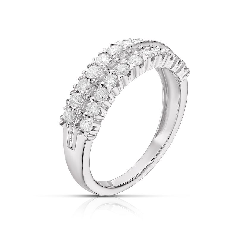 Main Image 2 of 9ct White Gold Double Row 0.66ct Diamond Eternity Ring
