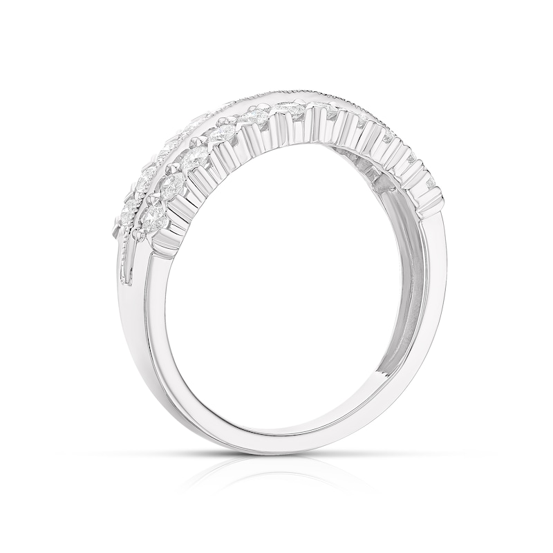 Main Image 3 of 9ct White Gold Double Row 0.66ct Diamond Eternity Ring