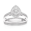 Perfect Fit 9ct White Gold 0.33ct Total Diamond Pear Bridal Set