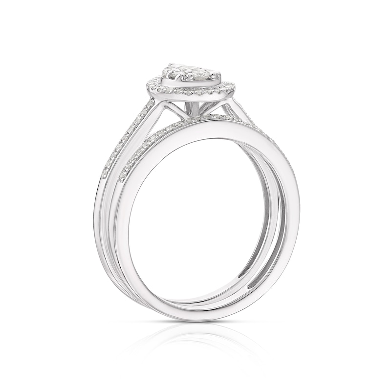 Main Image 3 of Perfect Fit 9ct White Gold 0.33ct Total Diamond Pear Bridal Set