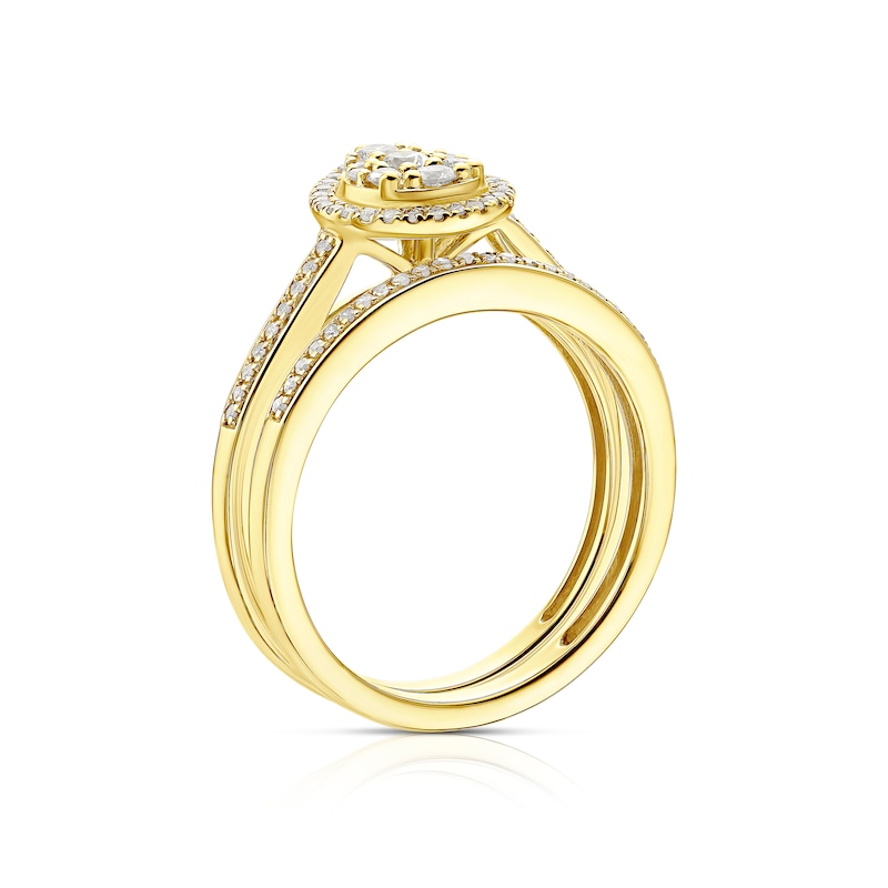 Main Image 3 of Perfect Fit 9ct Yellow Gold 0.33ct Total Diamond Pear Bridal Set