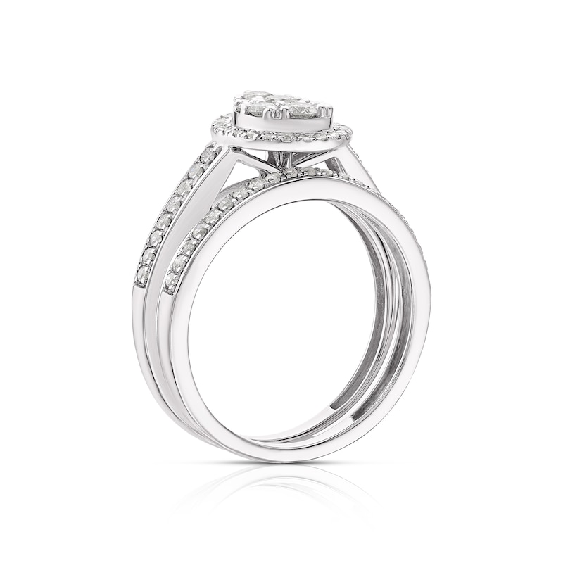 Perfect Fit 9ct White Gold 0.66ct Total Diamond Pear Bridal Set