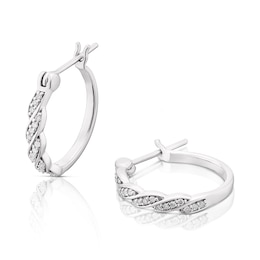 Sterling Silver 0.12ct Diamond Twist Hoop Earrings