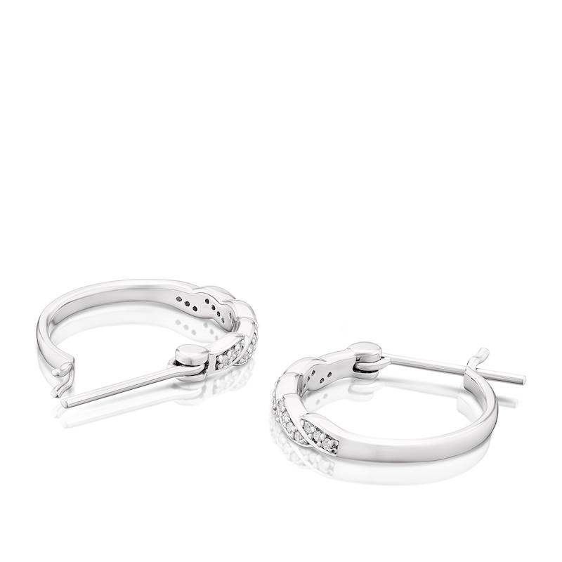 Sterling Silver 0.12ct Diamond Twist Hoop Earrings