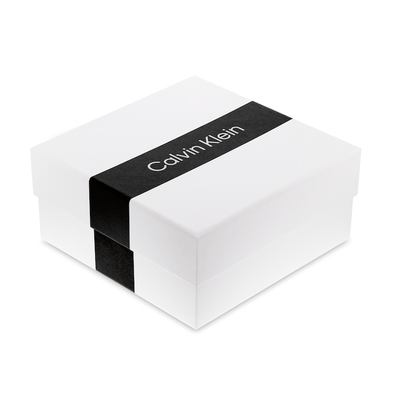 Calvin Klein Men's Plaited Black Leather &  Stainless Steel Minimalistic Bracelet